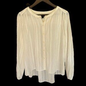 Ann Taylor White White Blouse Size S Hi-Lo Like New